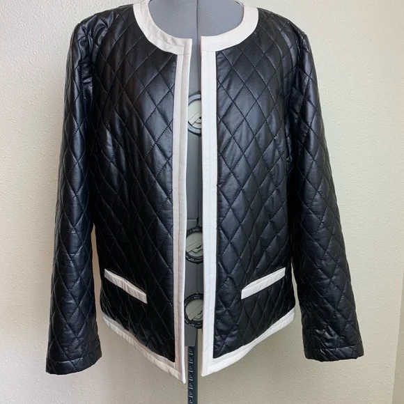 Chico's Jackets Coats Chicos Black Quilted Jacket With White